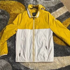 GUESS Men's Two-Tone Yellow and White Windbreaker